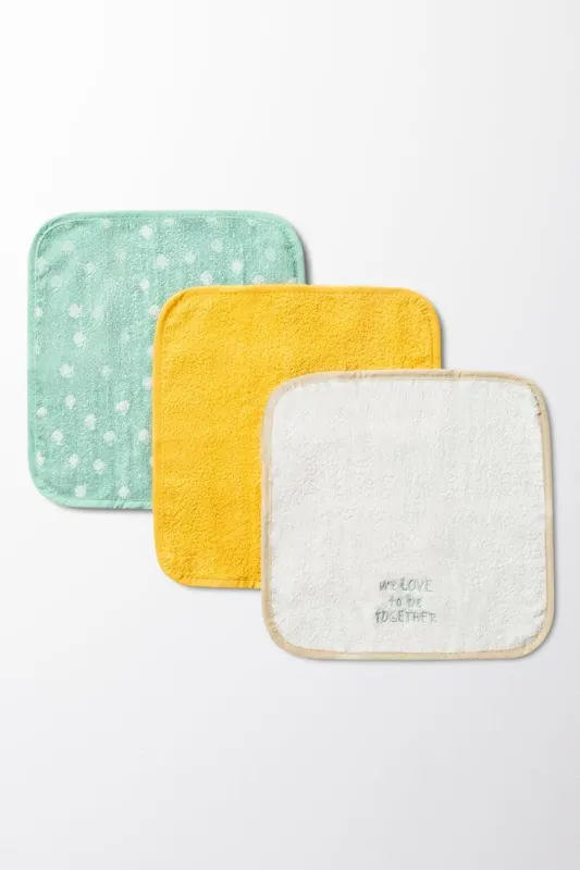 3 Pack Face Cloths White, Yellow & Green sold by Ackermas