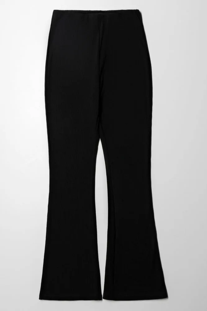 Rib Flare Leggings Black sold by Ackermas