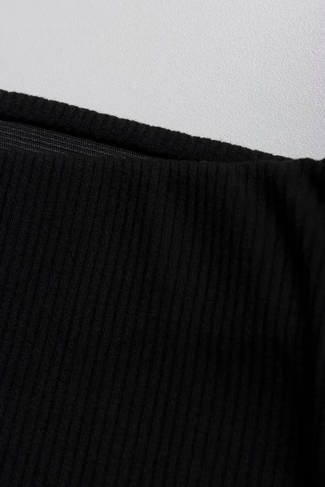 Rib Flare Leggings Black sold by Ackermas product image thumbnail 2