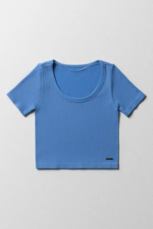 Seamless Short Sleeve T-Shirt Blue sold by Ackermas