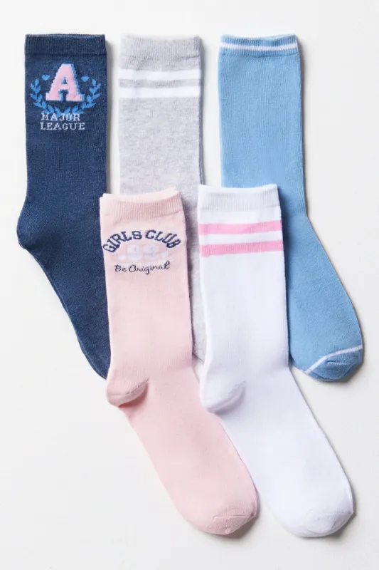 5 Pack Anklet Socks Pink & Blue sold by Ackermas