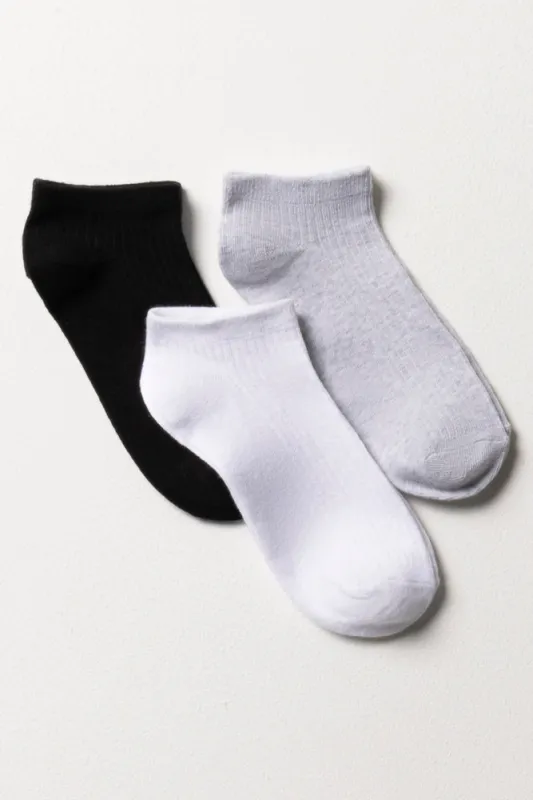 3 Piece Sock Low Leg  Black And White sold by Ackermas