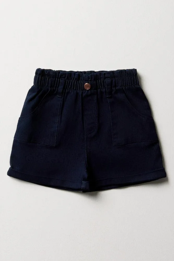 Pull On Denim Shorts Dark Blue sold by Ackermas