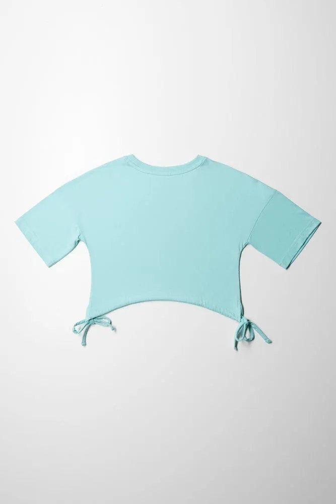 Manhattan Cropped Curved Hem Short Sleeve T-Shirt Light Blue sold by Ackermas product image thumbnail 3