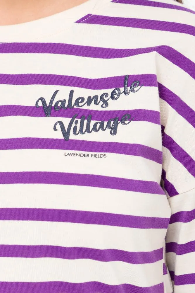 Stripe Cropped Short Sleeve T-Shirt Lilac sold by Ackermas product image thumbnail 4