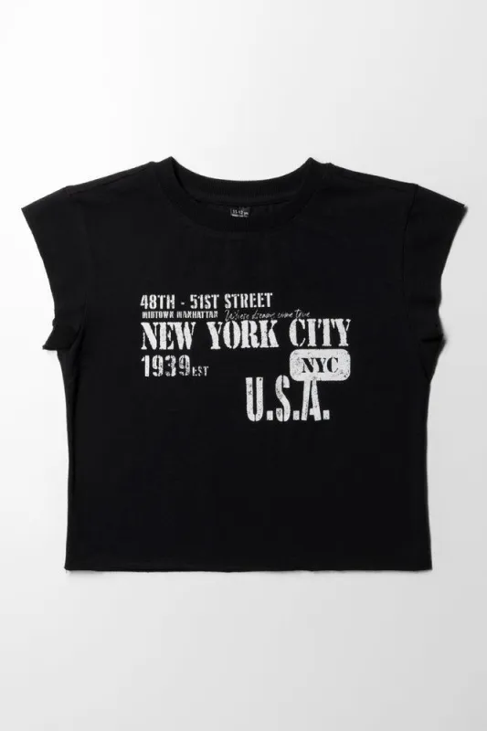 New York Short Sleeve T-Shirt Black sold by Ackermas