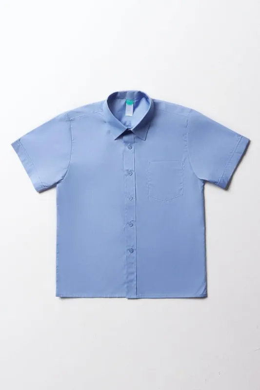 Unisex School Short Sleeve Collar Shirt Blue Toughees sold by Ackermas