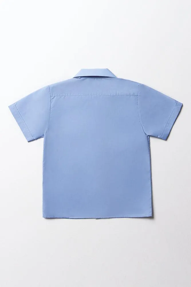 Unisex School Short Sleeve Open Neck Shirt Blue Toughees sold by Ackermas product image thumbnail 4