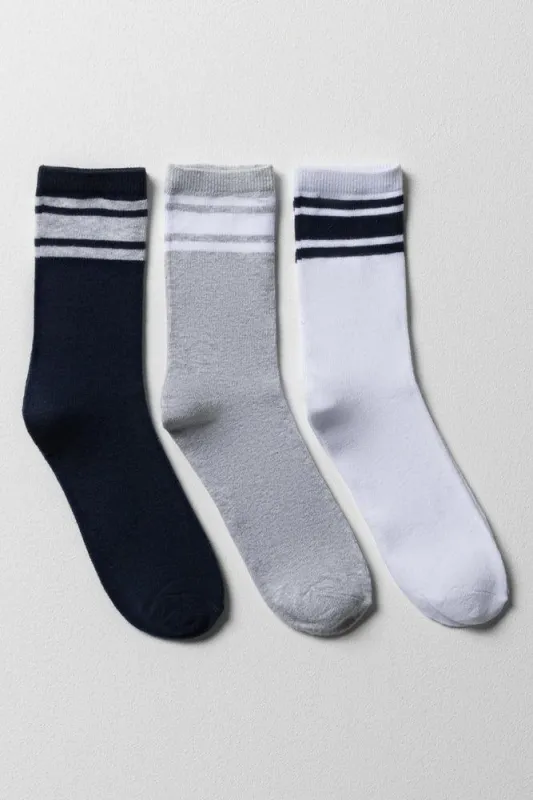 3 Pack Socks Navy, Grey & White sold by Ackermas