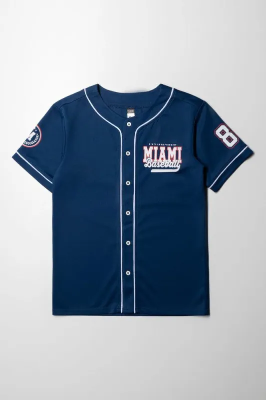 Baseball Short Sleeve Shirt Navy sold by Ackermas