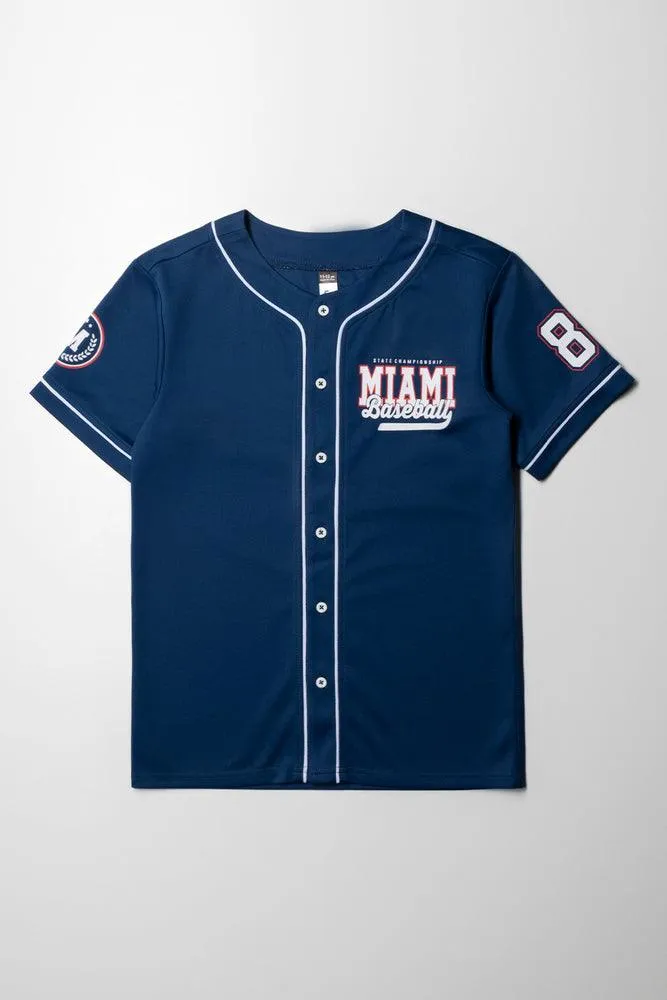 Baseball Short Sleeve Shirt Navy sold by Ackermas