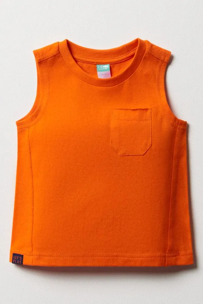 Sleeveless T-Shirt Orange sold by Ackermas
