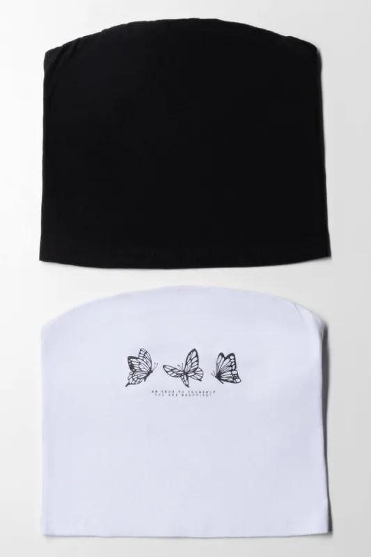 Boobtube 2 Pack Black And White Butterfly sold by Ackermas