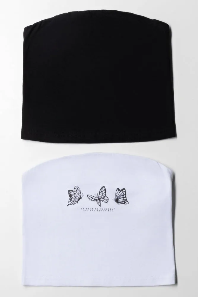Boobtube 2 Pack Black And White Butterfly sold by Ackermas