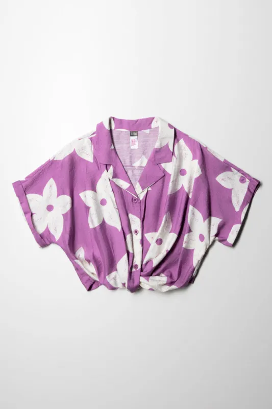 Knot Hem Woven Shirt Large Flower Mulberry And Mil sold by Ackermas