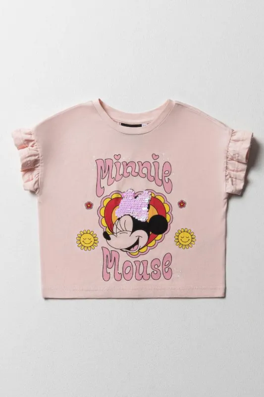 Minnie Mouse Frill Sleeve T-Shirt Pink sold by Ackermas