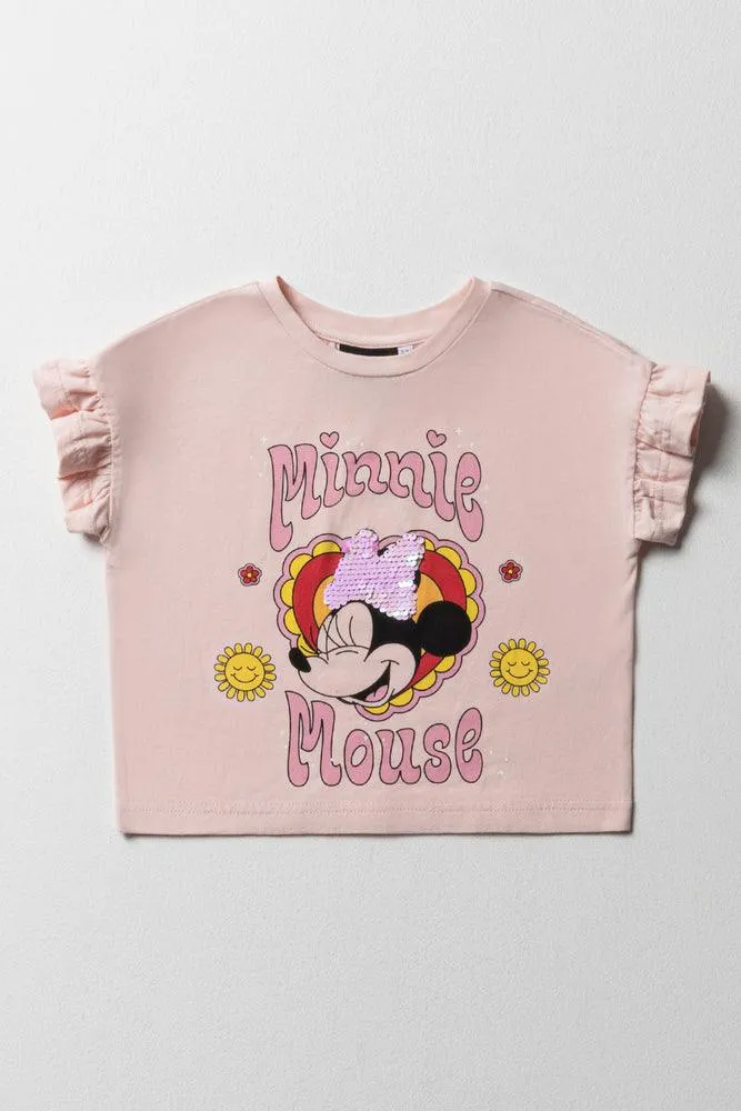 Minnie Mouse Frill Sleeve T-Shirt Pink sold by Ackermas