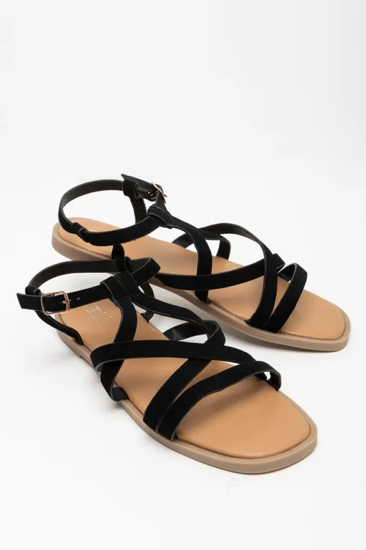 Strappy Sandal Black sold by Ackermas