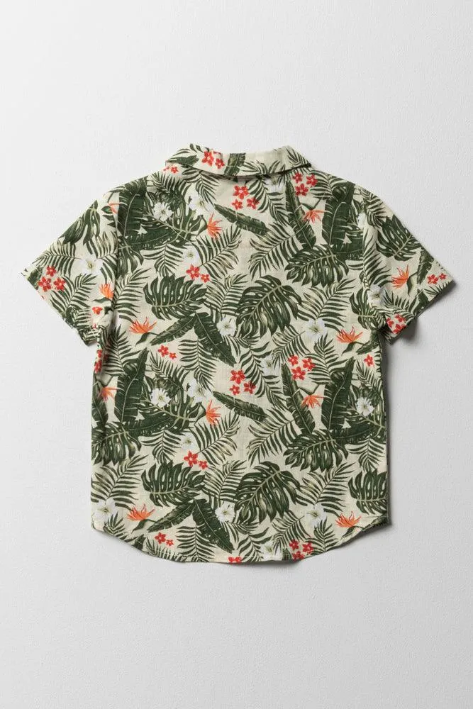 Tropical Short Sleeve Shirt Green & White sold by Ackermas product image thumbnail 4
