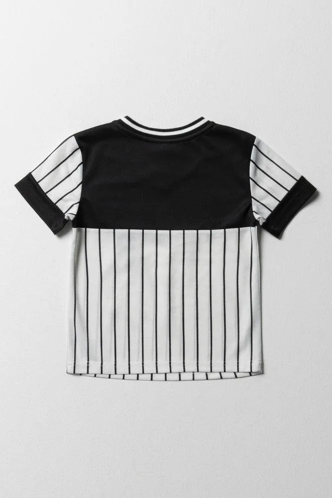 V-Neck Stripe Sporty T-Shirt Black & White sold by Ackermas product image thumbnail 4