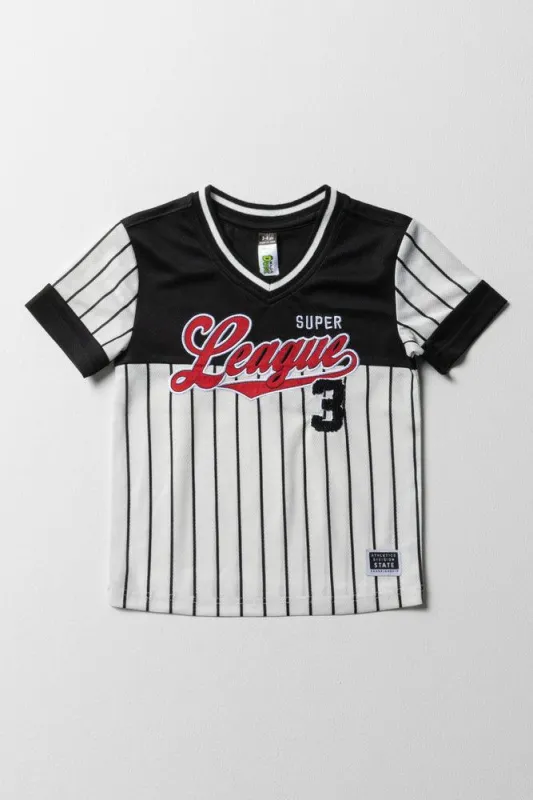 V-Neck Stripe Sporty T-Shirt Black & White sold by Ackermas