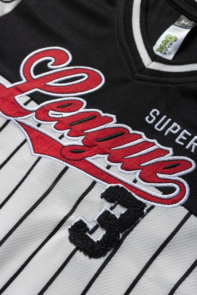 V-Neck Stripe Sporty T-Shirt Black & White sold by Ackermas product image thumbnail 2