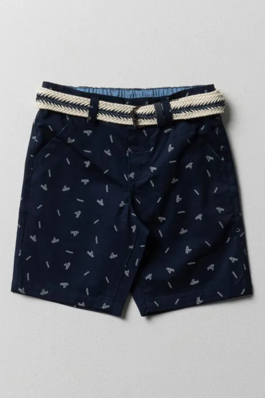Belted Chino Shorts Navy sold by Ackermas