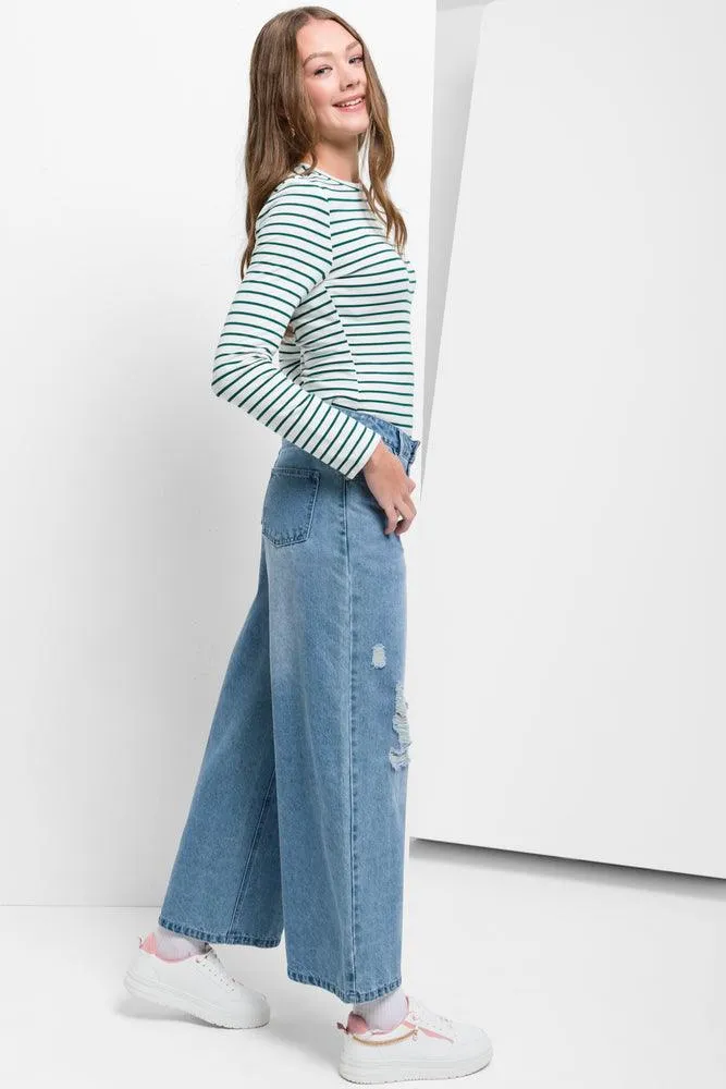 Stripe Crew Neck Long Sleeve T-Shirt Green sold by Ackermas product image thumbnail 2