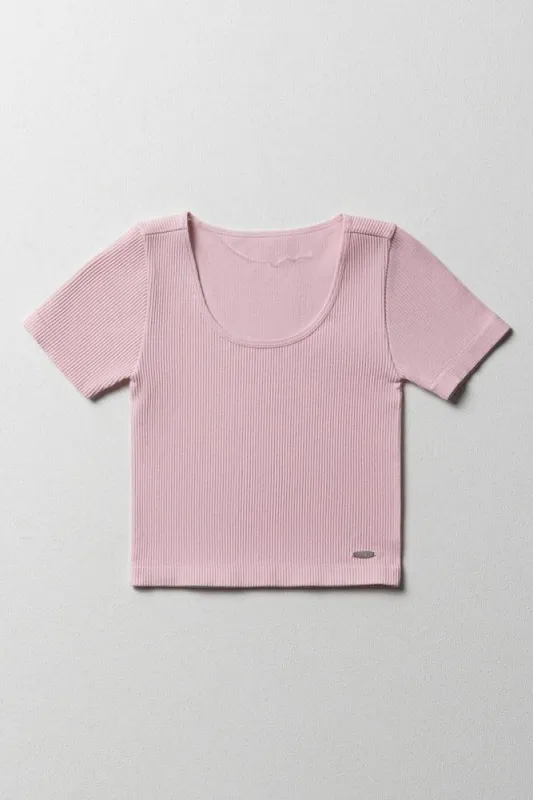 Seamless Short Sleeve T-Shirt Pink sold by Ackermas