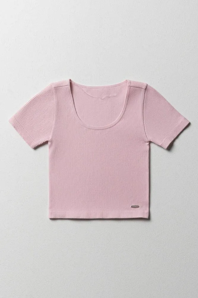 Seamless Short Sleeve T-Shirt Pink sold by Ackermas
