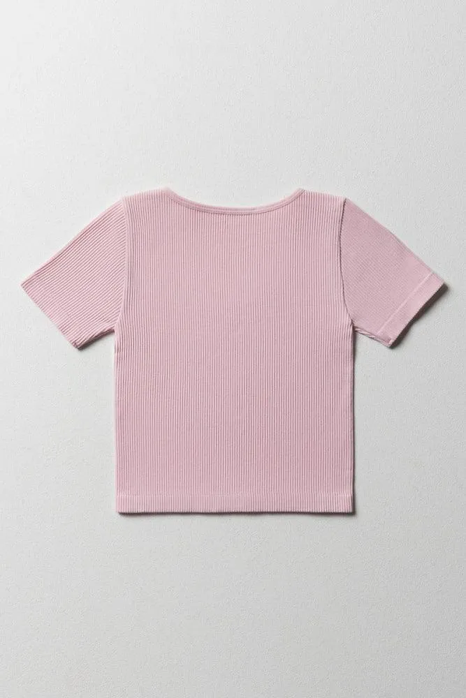 Seamless Short Sleeve T-Shirt Pink sold by Ackermas product image thumbnail 3