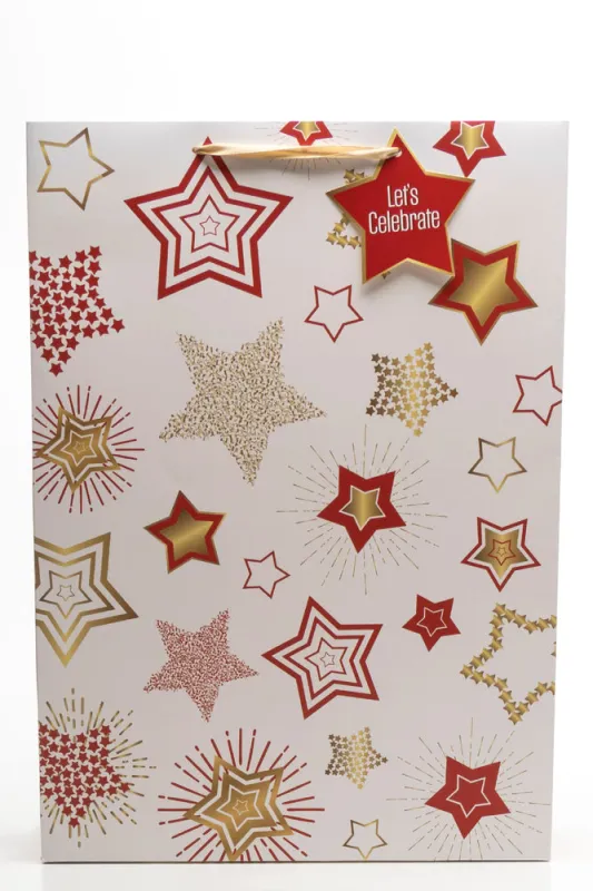 Christmas Stars Gift Bag Red sold by Ackermas