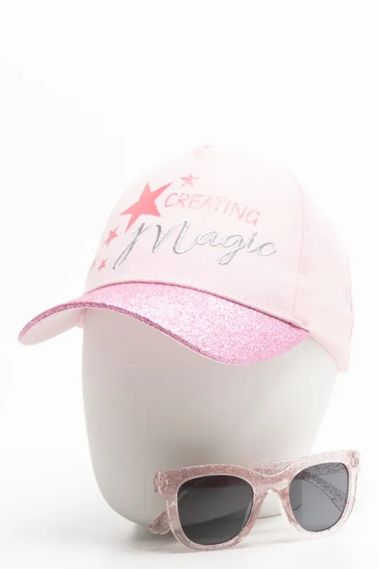 Magic Peak Cap And Sunglasses Set Pink sold by Ackermas
