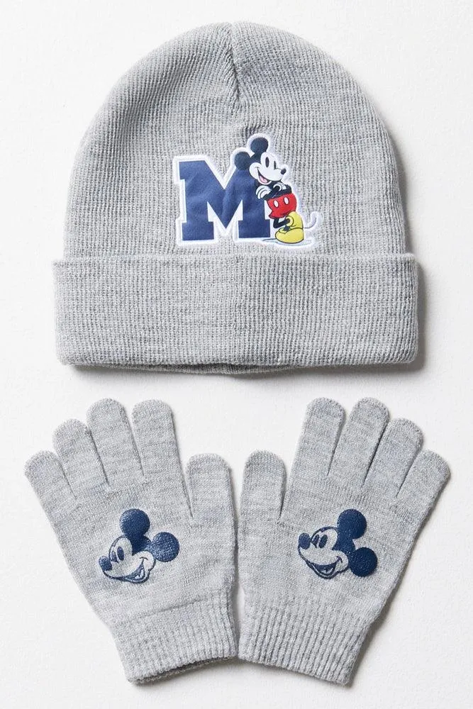 Mickey Mouse Beanie & Gloves Set Grey sold by Ackermas
