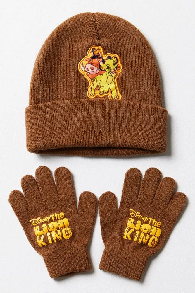 The Lion King Beanie & Gloves Set Brown sold by Ackermas