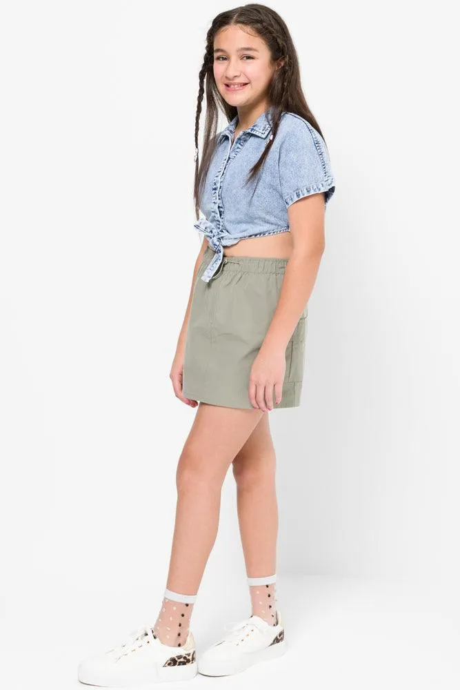 Denim Shirt With Tie Front Blue sold by Ackermas product image thumbnail 2