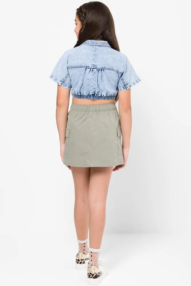 Denim Shirt With Tie Front Blue sold by Ackermas product image thumbnail 3