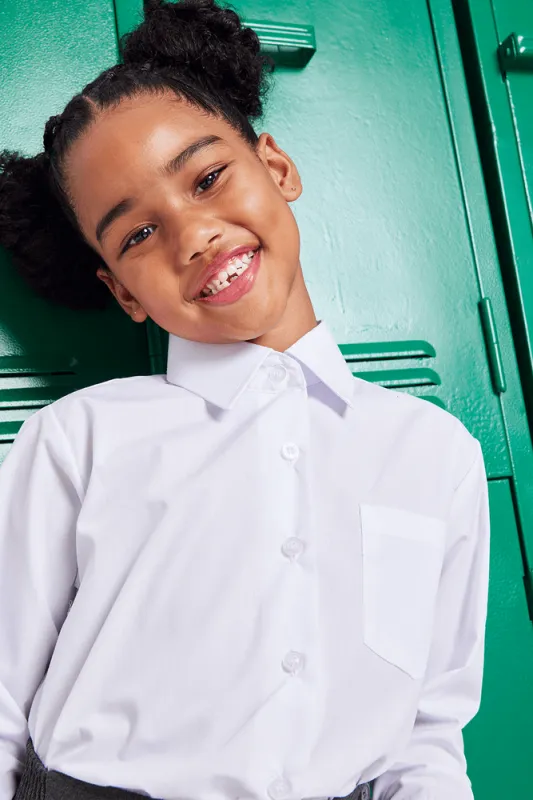 Girls School Long Sleeve Collar Shirt White Toughees sold by Ackermas