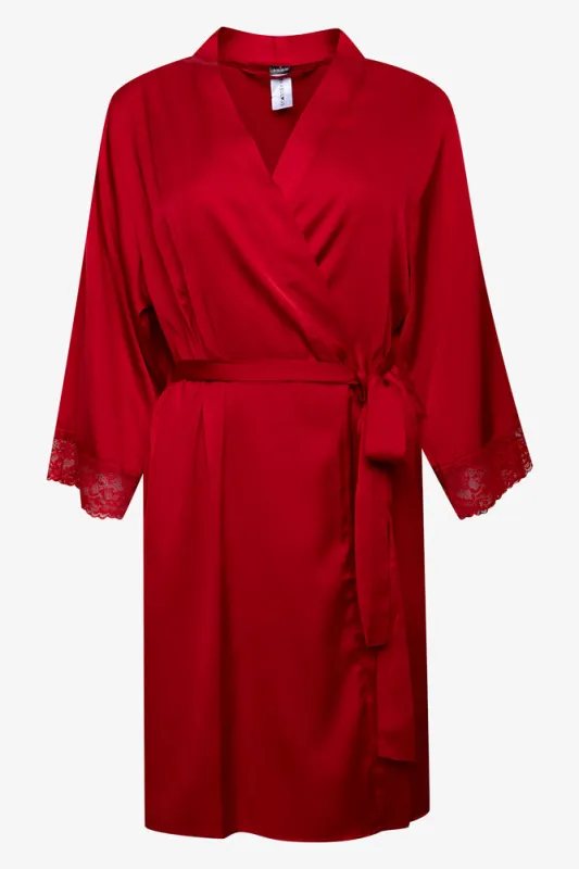 Satin Kimono Sleeve Summer Gown Red sold by Ackermas