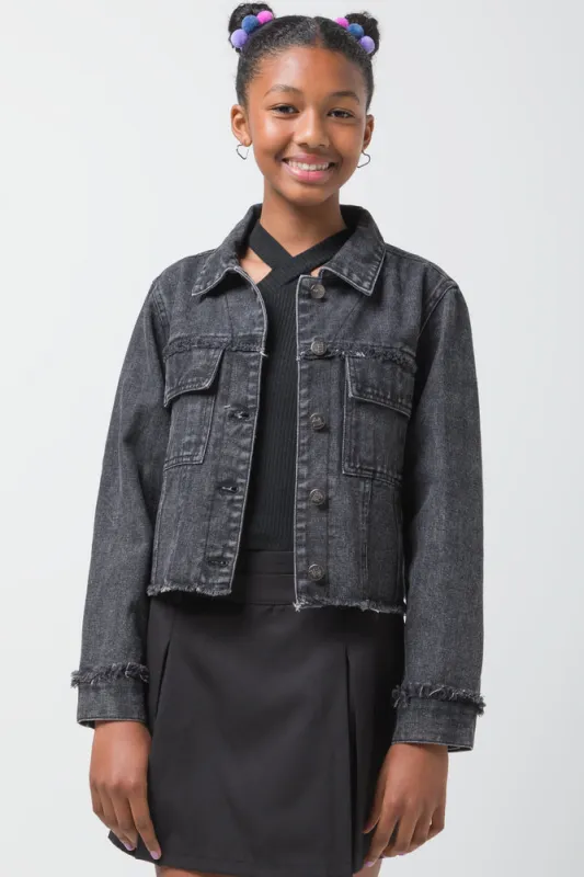 Frayed Edges Denim Jacket Black sold by Ackermas