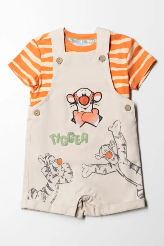 Tigger Dungaree Set Natural And Orange sold by Ackermas