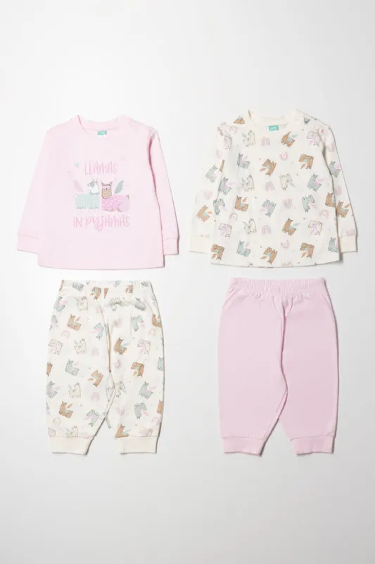 2 Pack long Sleeve Pyjamas Pink And White sold by Ackermas