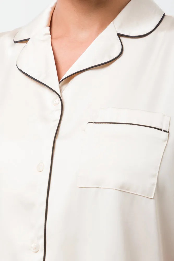 Short Sleeve Button Through Pyjamas Natural sold by Ackermas product image thumbnail 4