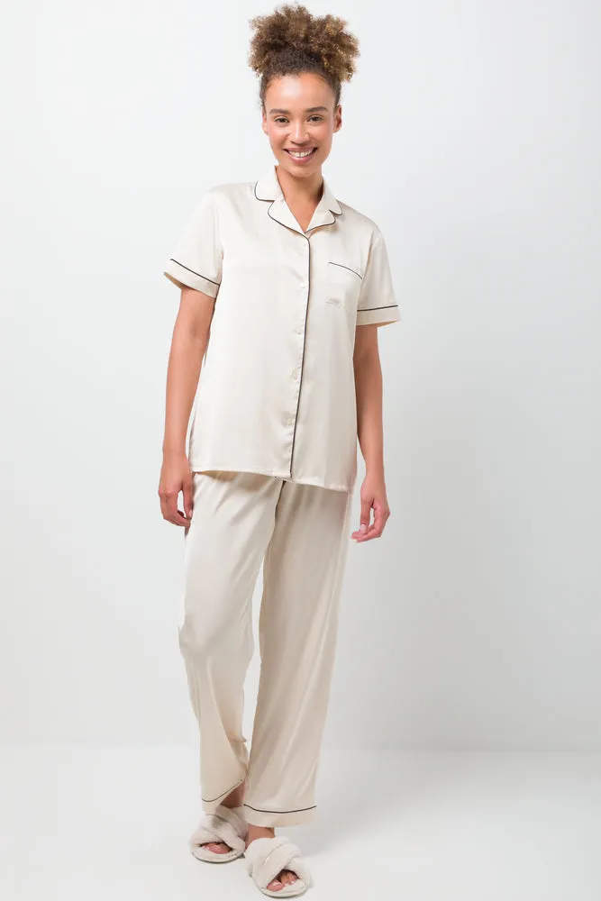 Short Sleeve Button Through Pyjamas Natural sold by Ackermas