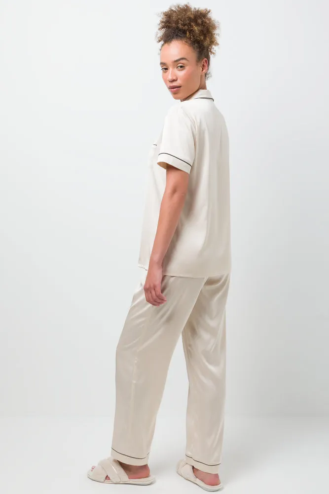 Short Sleeve Button Through Pyjamas Natural sold by Ackermas product image thumbnail 3
