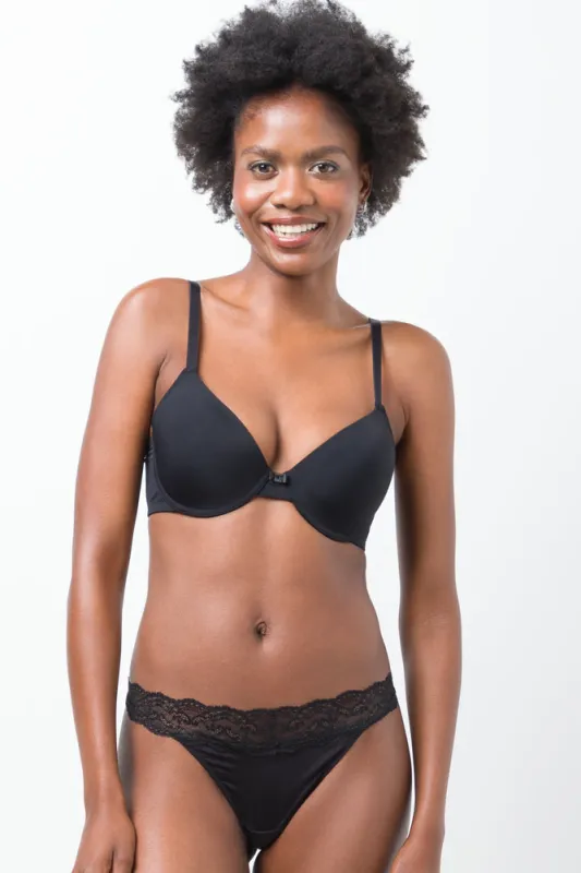 3 Pack Micro Sheen Lace Trim Thong Black sold by Ackermas