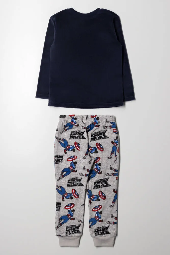 Captain America Fleece Long Sleeve Pyjamas Navy And Cream sold by Ackermas product image thumbnail 4