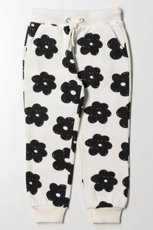 Big Flower Trackpants White & Black sold by Ackermas