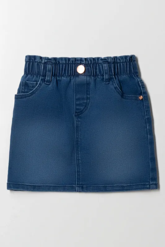 Denim Paper Bag Skirt Blue sold by Ackermas