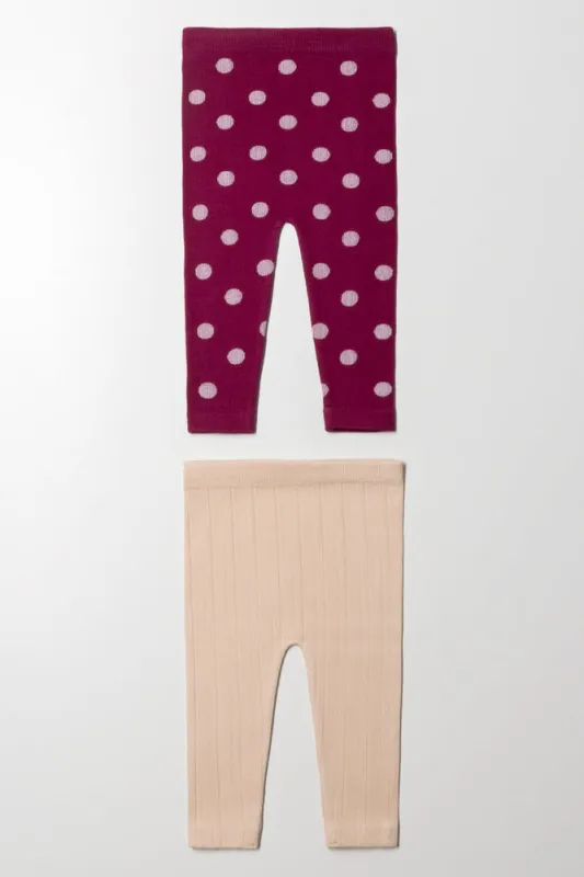 2 Pack Cable Leggings Red And Natural sold by Ackermas